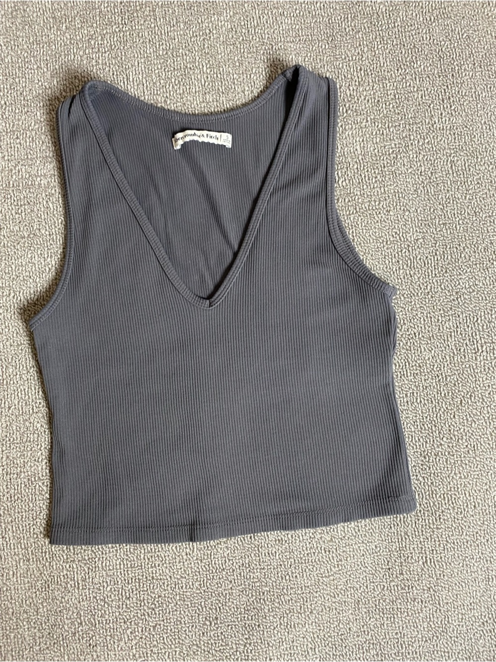 Abercrombie & Fitch Ribbed V-Neck Tank Top - Charcoal Gray